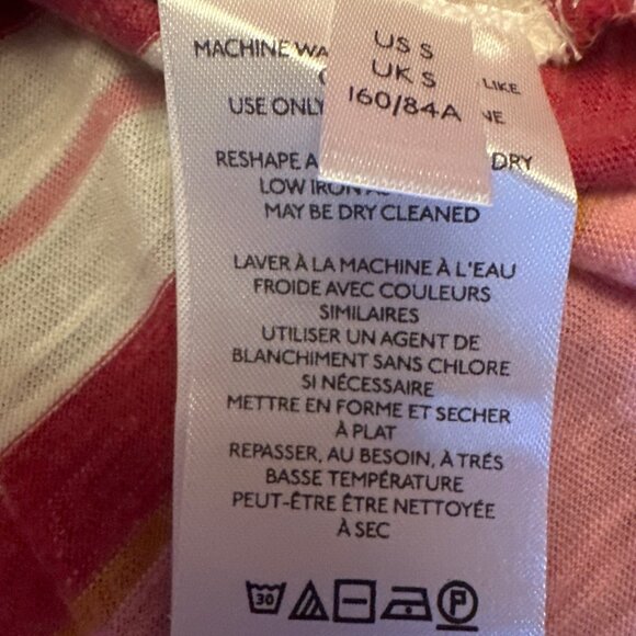 NWT Pilcro Pink Striped Button-Down Collared Shirt With Puff Sleeves Size Small - Picture 6 of 8